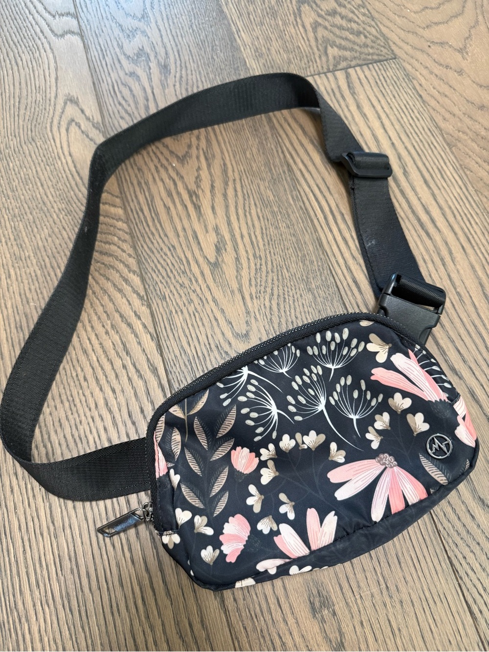 Floral Black & Pink Crossbody Belt Bag